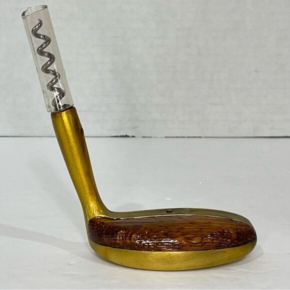 Golf Putter Corkscrew Brass Varnish Wood Barware Mancave Unique SHR 518 Vintage - Picture 10 of 12